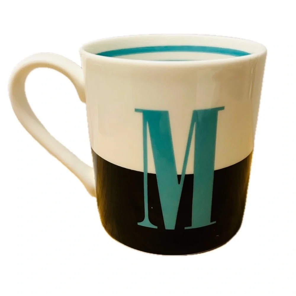 Kate Spade Lenox To The Letter Mug M initial monogram blue black white teal